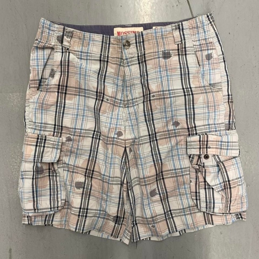 Y2K Mossimo plaid tan and blue jesse pinkman‎ ahh cargo shorts